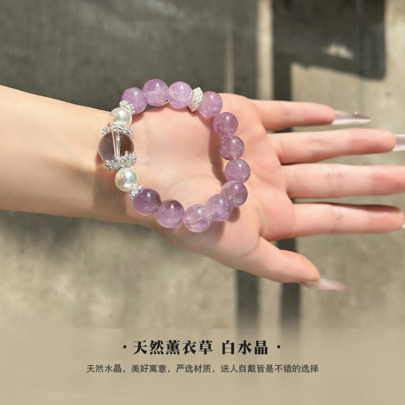 Natural Dream Lavender Crystal Bracelet DIY with White Crystal Bracelet