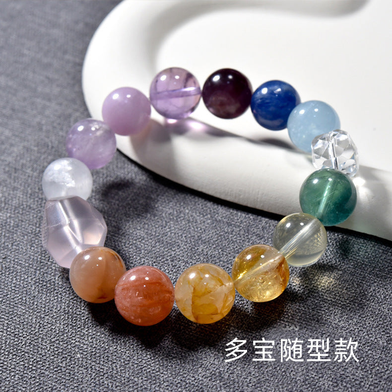 Natural Duobao crystal bracelet with Huangta crystal lavender aquamarine powder crystal