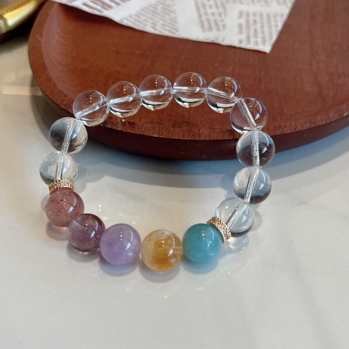 Natural White Crystal Bracelet Color Duobao Beads Wholesale Explosive Aquamarine Crystal Bracelet