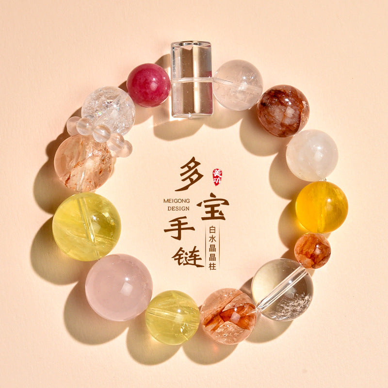 Duobao Lucky Transshipment Natural Citrine Pink Crystal Bracelet Crystal Pillar Original Design Women's Fashion Bracelet