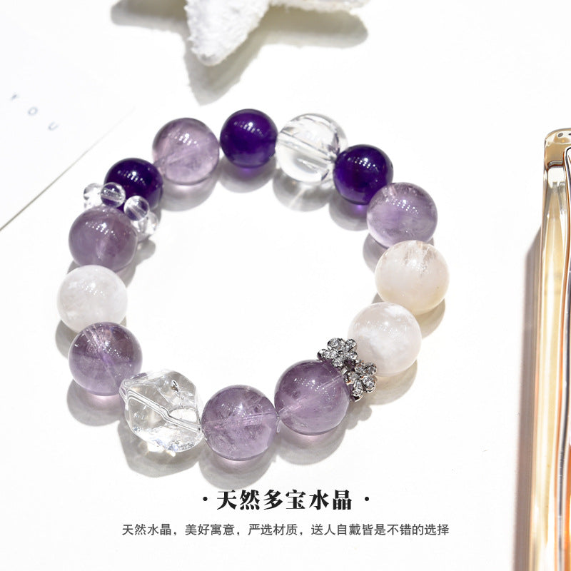 Natural amethyst purple rabbit fur design bracelet transfer bracelet