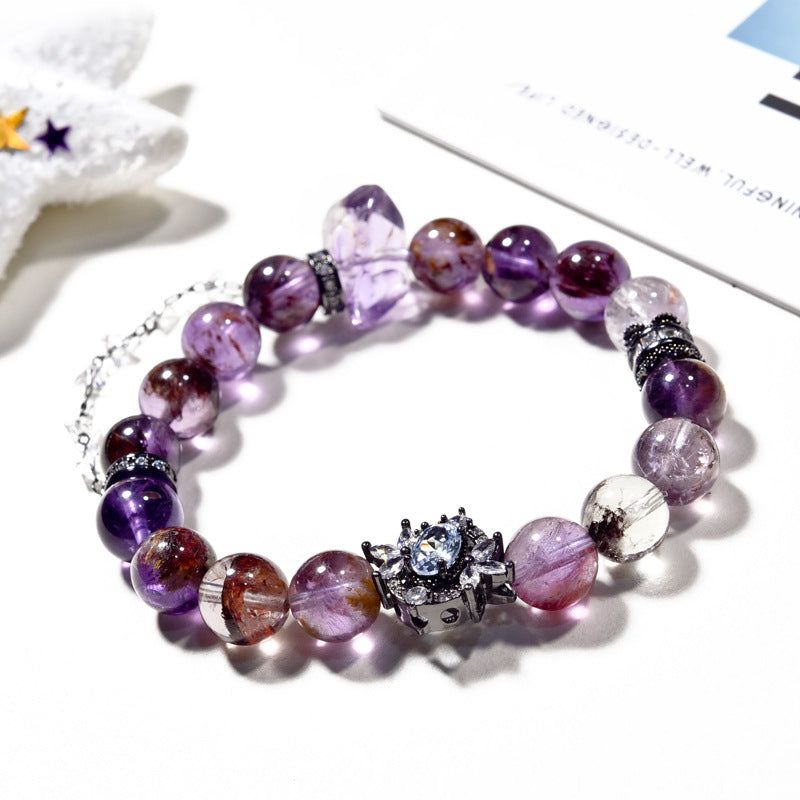 Purple Ghost Bracelet Natural Amethyst Contour Bracelet