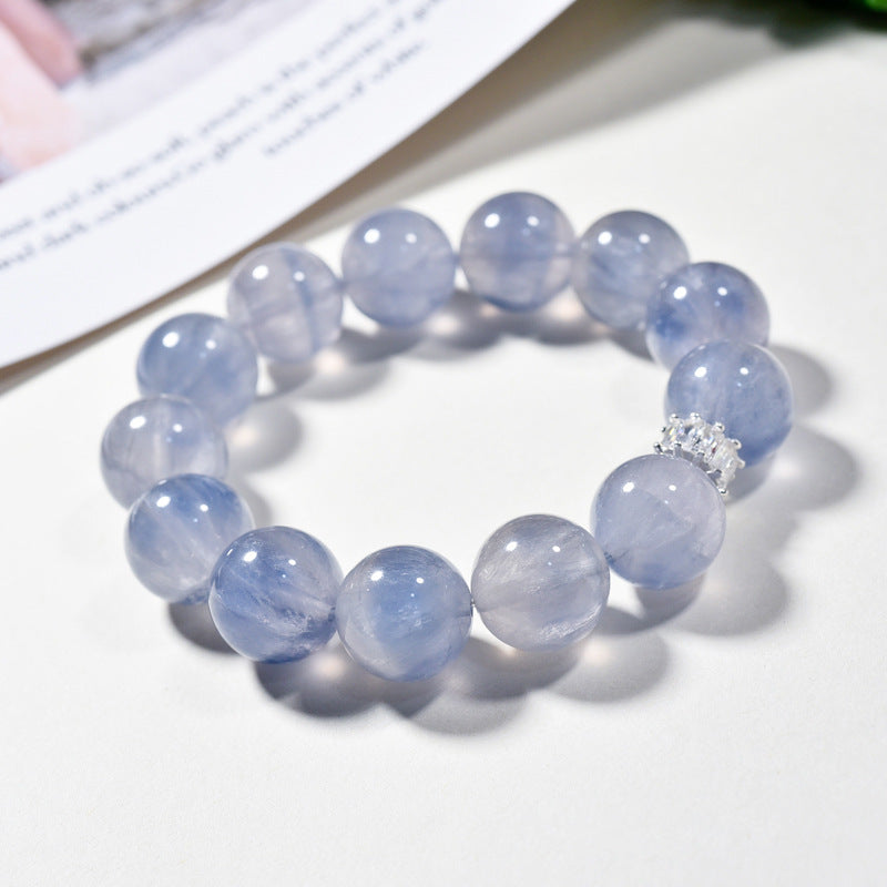Natural brushed fluorite bracelet, blue light color fluorite crystal bracelet with micro-inlaid beads DIY fashion jewelry.