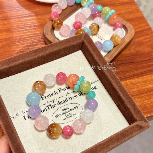 Natural dopamine rainbow large particle Duobao crystal bracelet high value exquisite temperament jewelry
