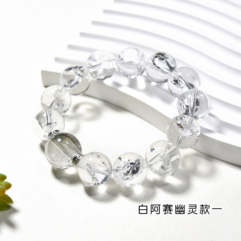 Natural White Crystal Asai Bracelet Green Ghost Bead Separator Crystal Bracelet