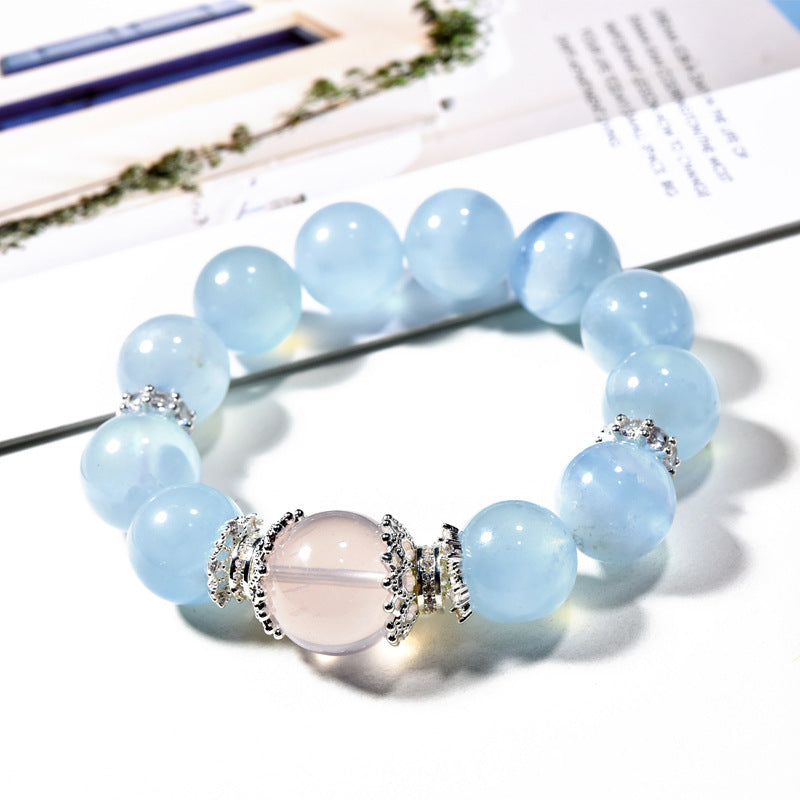 Natural Aquamarine bracelet, fresh, fashionable and atmospheric women's bracelet.