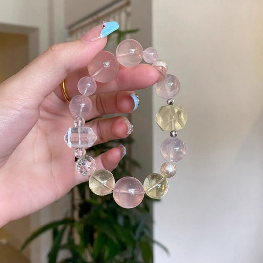 Natural powder crystal citrine nine-tailed fox bracelet female white crystal dragon turtle recruit peach blossom fortune transfer girlfriend bracelet