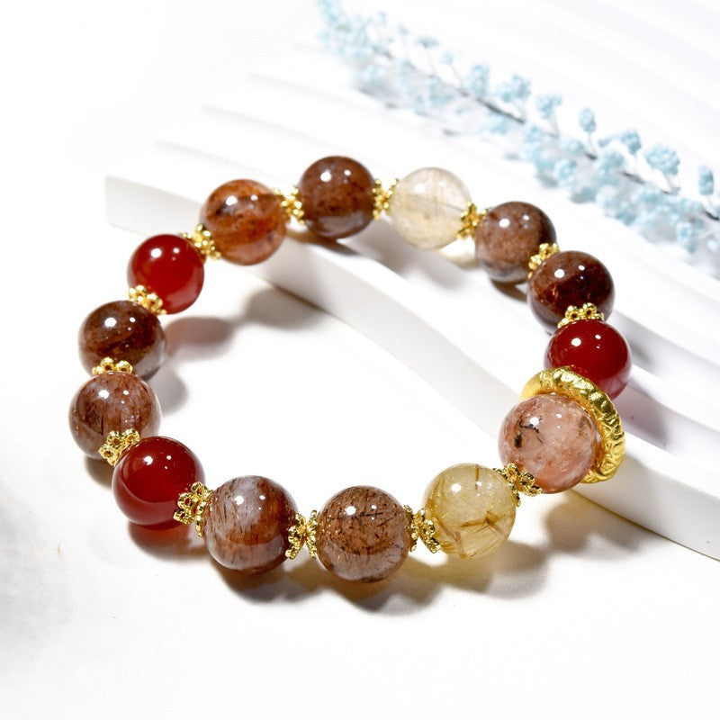 Black gold super seven bracelet get rich new design natural white crystal bracelet