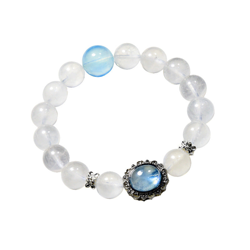 Natural blue moonstone bracelet Aquamarine elongated stone magic box bracelet.