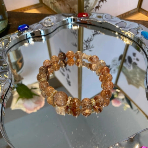 Black Gold Super Seven Natural Crystal Bracelet Sunstone Citrine Career Healthy Emotions Advanced Sense Bracelet
