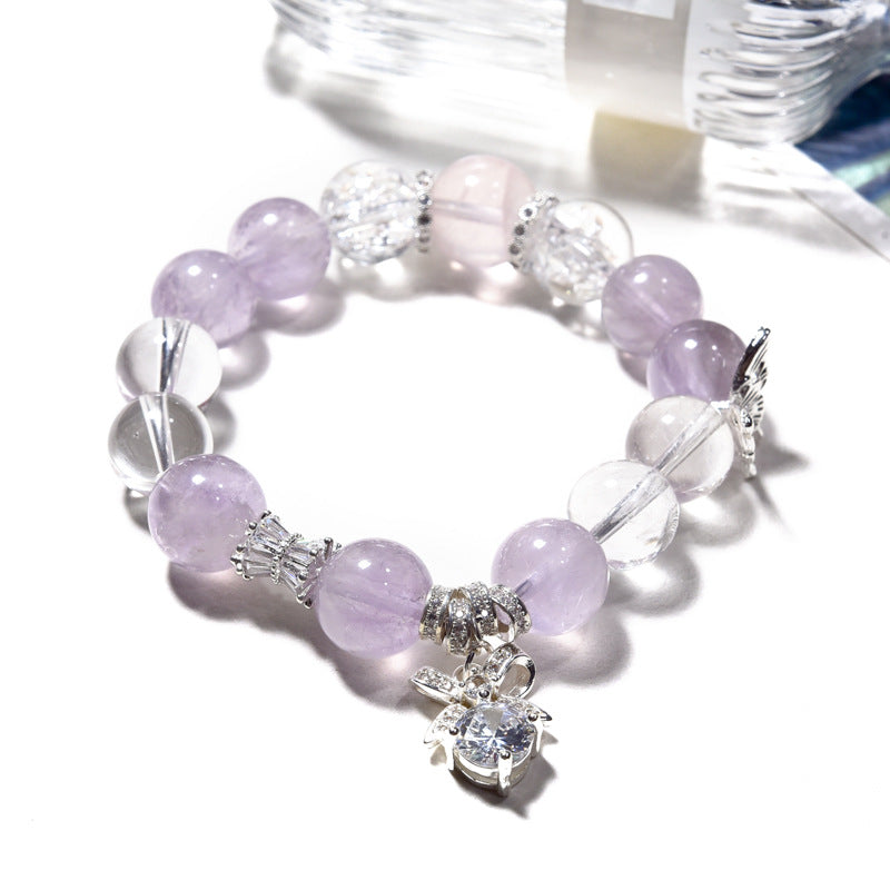 Butterfly Purple Rabbit Hair Crystal Bracelet Fashion Versatile Design Bracelet
