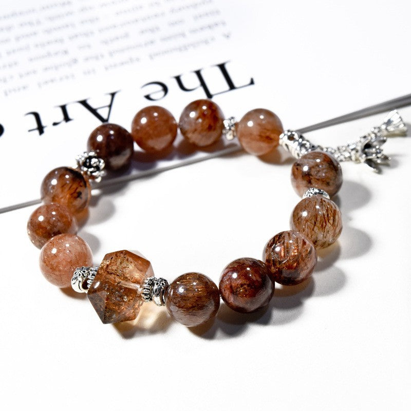 Black gold super seven bracelet get rich new design natural white crystal bracelet