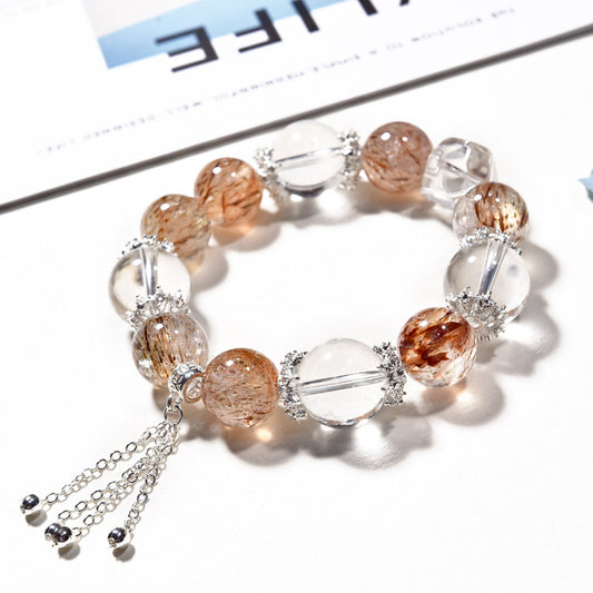 Black gold super seven bracelet get rich new design natural white crystal bracelet