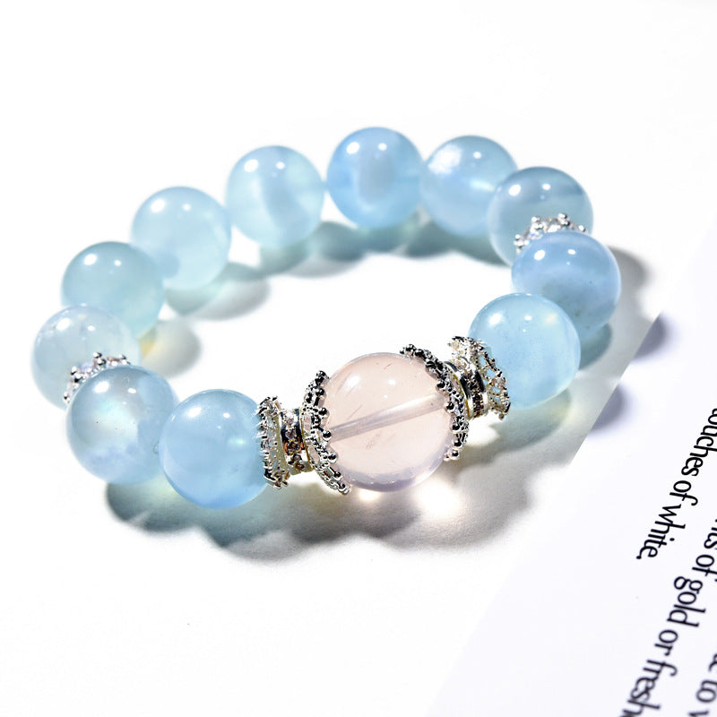 Natural Aquamarine bracelet, fresh, fashionable and atmospheric women's bracelet.