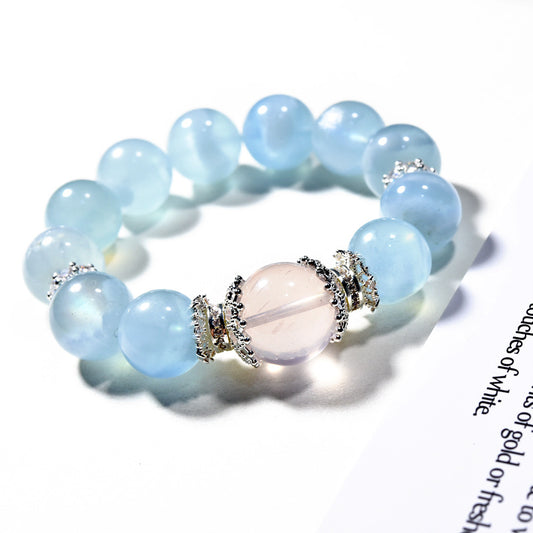 Natural Aquamarine bracelet, fresh, fashionable and atmospheric women's bracelet.