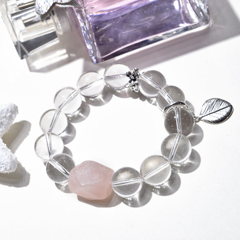 Natural white crystal bracelet light luxury Internet celebrity wind powder crystal bracelet