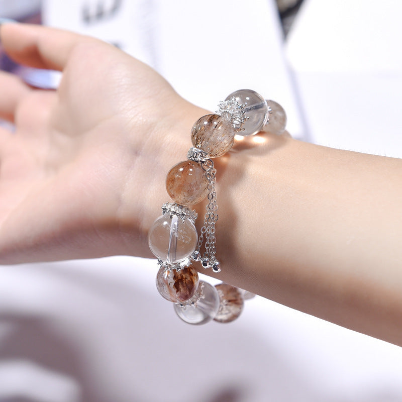 Black gold super seven bracelet get rich new design natural white crystal bracelet