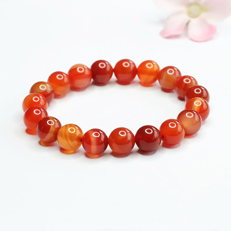 Natural agate bracelet, silk striped chalcedony bracelet.