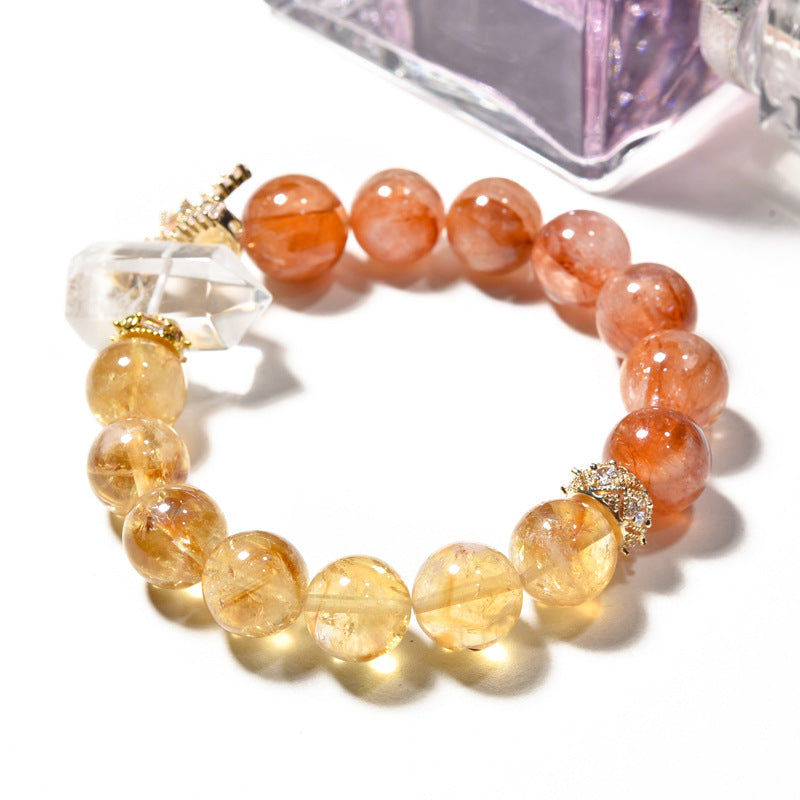 Crystal pillar yellow tower crystal bracelet, red glue flower bracelet, citrine bracelet.