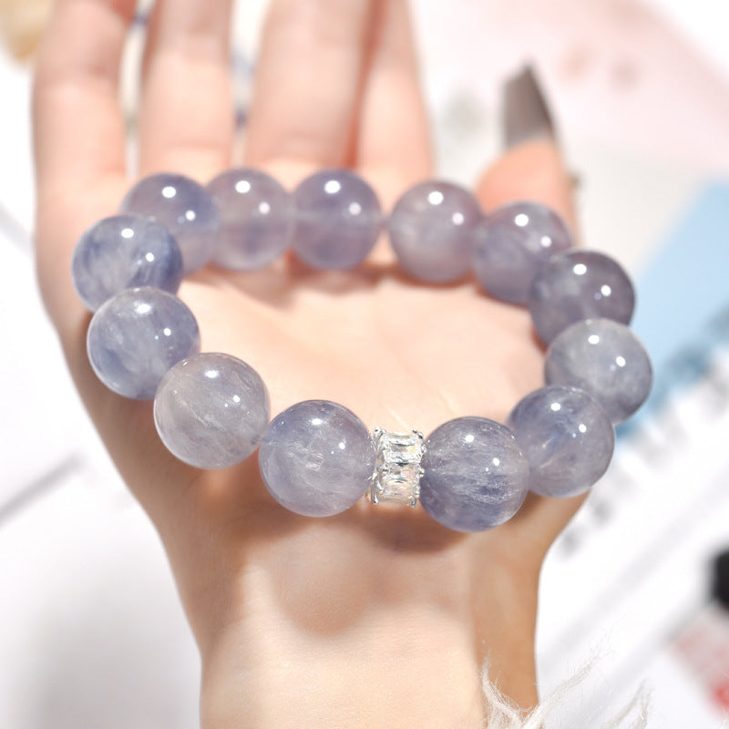 Natural brushed fluorite bracelet, blue light color fluorite crystal bracelet with micro-inlaid beads DIY fashion jewelry.