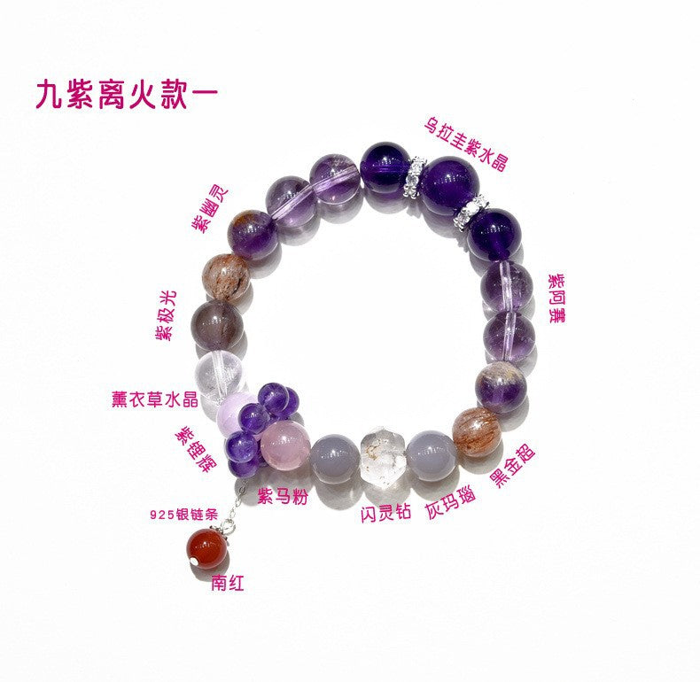 Natural amethyst purple rabbit fur design bracelet transfer bracelet