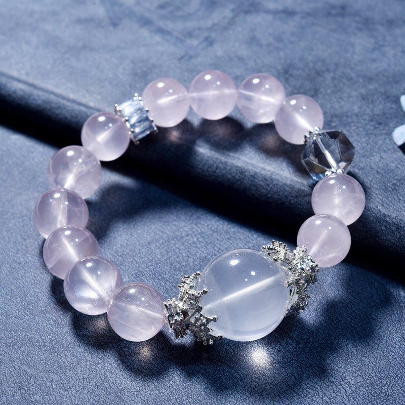 Natural powder crystal bracelet recruit peach blossom light luxury sweet beautiful woman