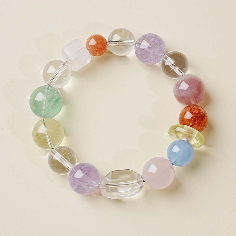 Rainbow Duobao Bracelet Women's Fresh and Sweet Pure Natural Crystal Bracelet Lucky Transshipment Dopamine Beaded Jewelry