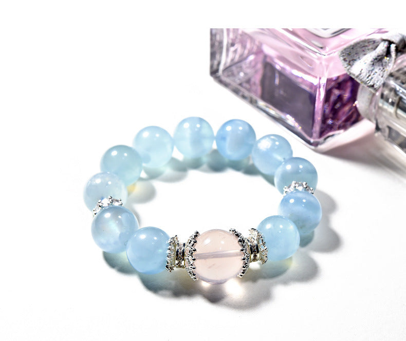 Natural Aquamarine bracelet, fresh, fashionable and atmospheric women's bracelet.