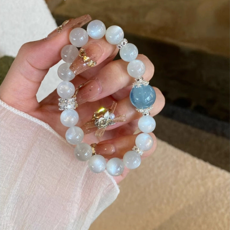 Natural White Moonstone Aquamarine Bracelet Yellow Tower Crystal Shore Amethyst Purple Tower Crystal Citrine Bracelet