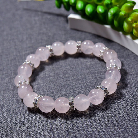 Natural powder crystal bracelet powder crystal peach pink bracelet.