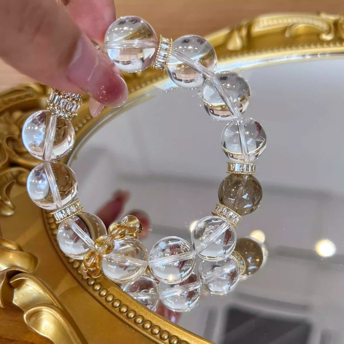 2025 Natural 8A Collection White Crystal Gold Hair Crystal Bracelet Gift Original Design Bracelet