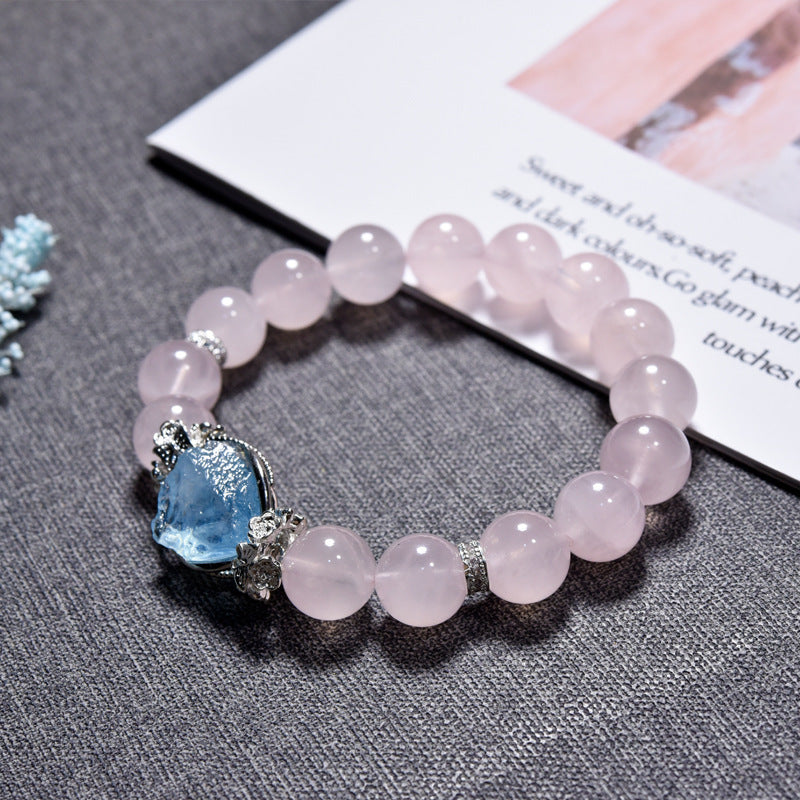 Natural powder crystal bracelet recruit peach blossom light luxury sweet beautiful woman