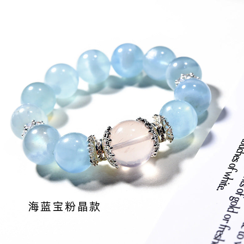 Natural Aquamarine bracelet, fresh, fashionable and atmospheric women's bracelet.
