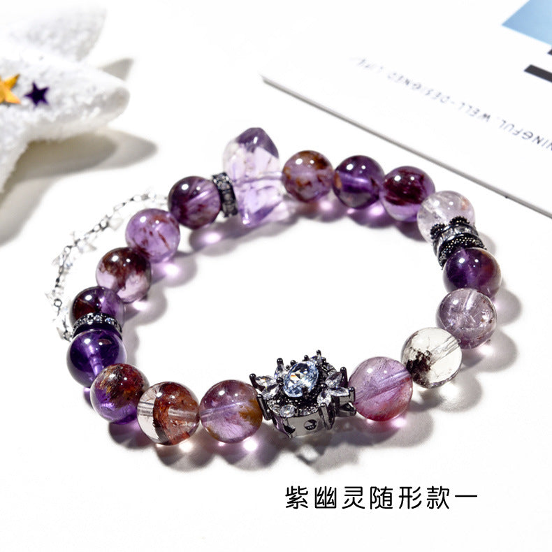 Purple Ghost Bracelet Natural Amethyst Contour Bracelet