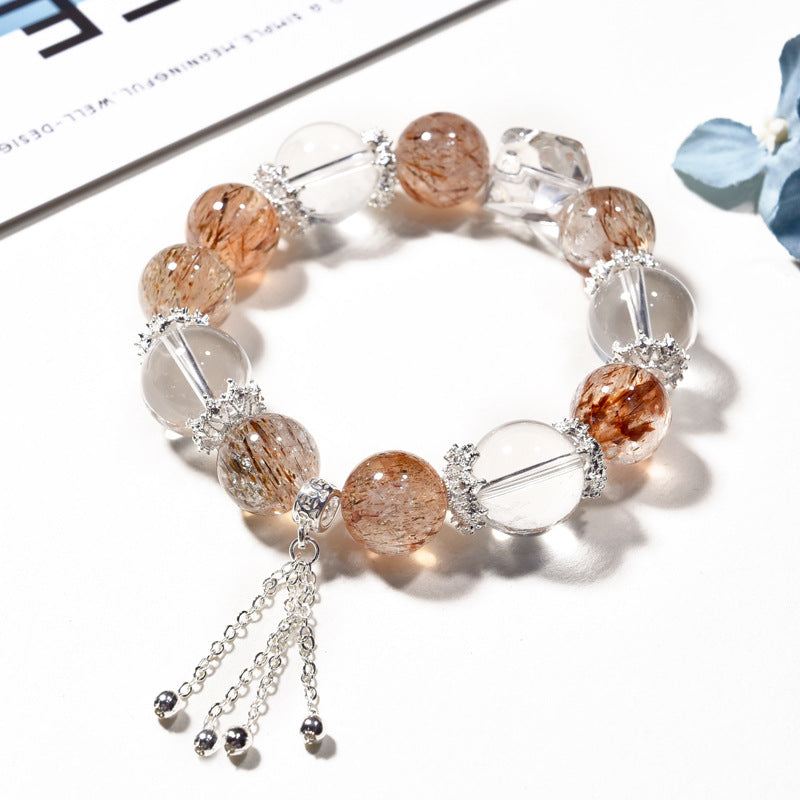 Black gold super seven bracelet get rich new design natural white crystal bracelet