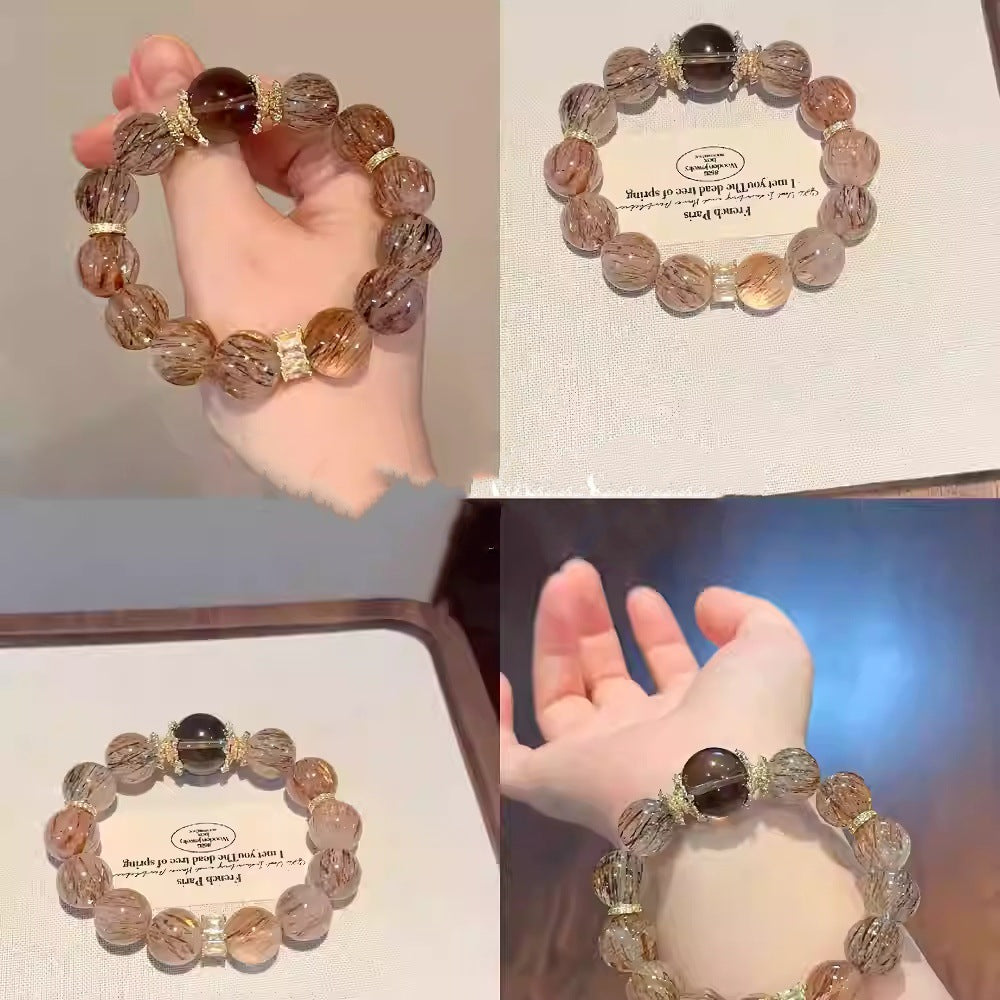 2025 new natural black gold super seven tea crystal original design business bracelet bracelet men's and women's jewelry
