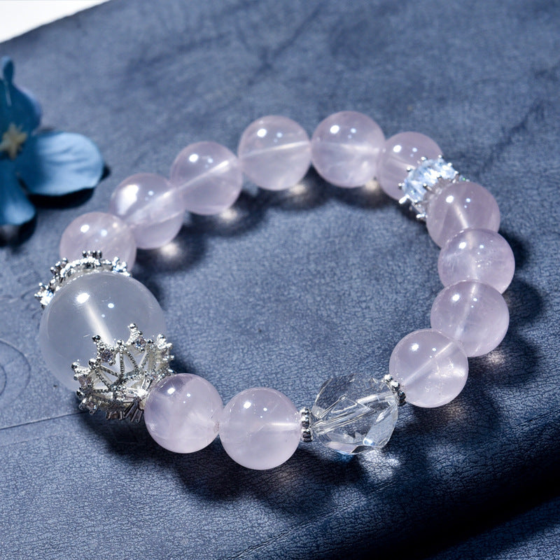 Natural powder crystal bracelet recruit peach blossom light luxury sweet beautiful woman