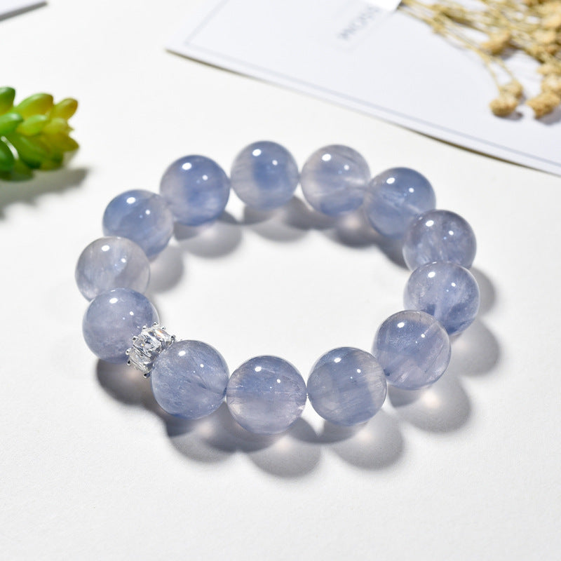 Natural brushed fluorite bracelet, blue light color fluorite crystal bracelet with micro-inlaid beads DIY fashion jewelry.