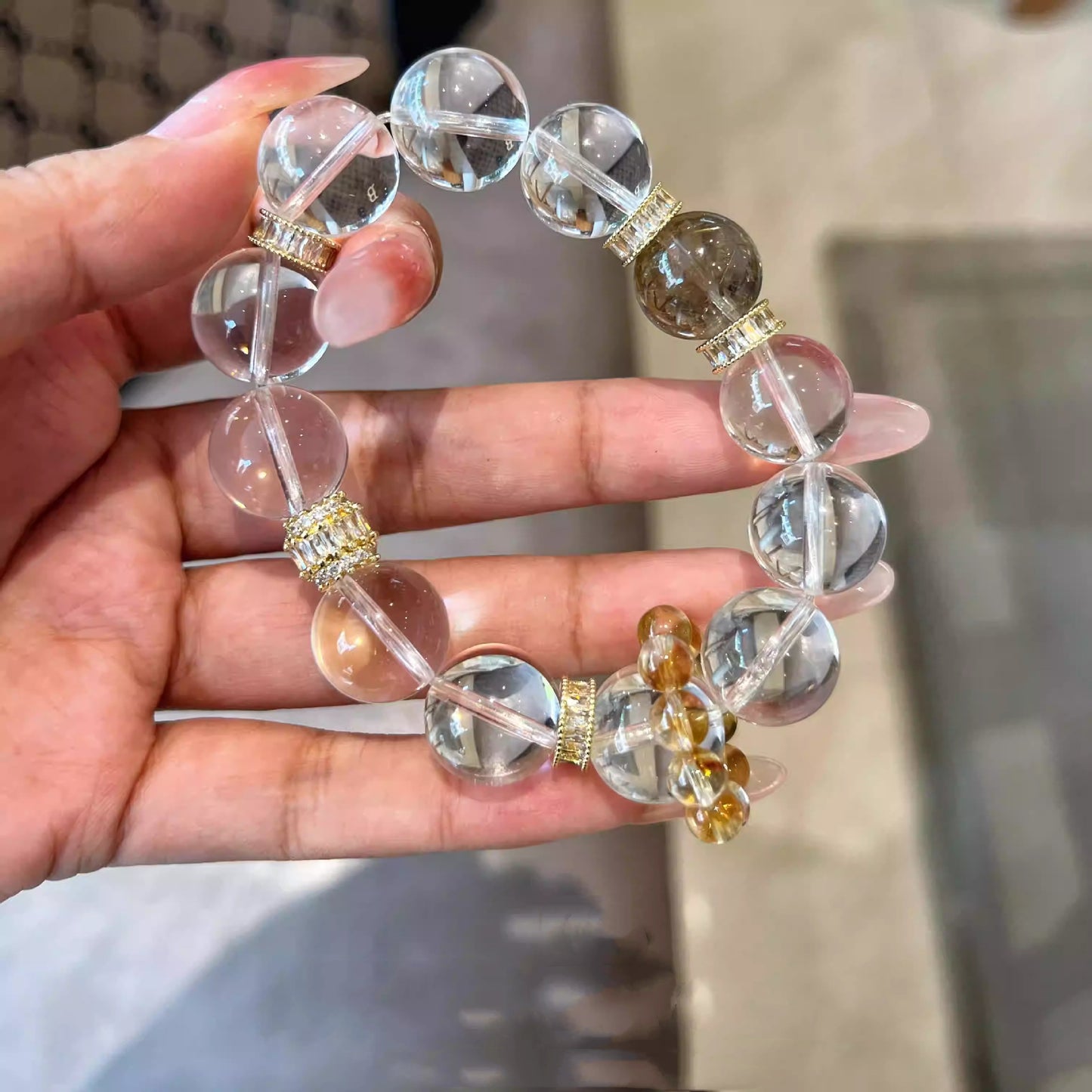 2025 Natural 8A Collection White Crystal Gold Hair Crystal Bracelet Gift Original Design Bracelet