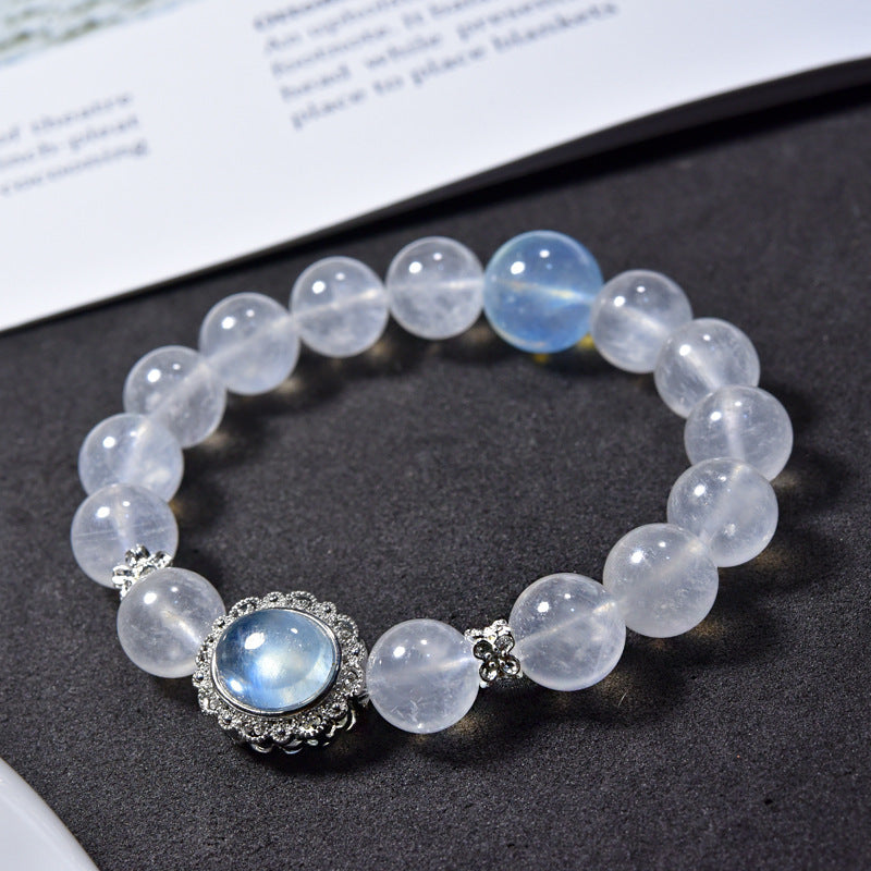 Natural blue moonstone bracelet Aquamarine elongated stone magic box bracelet.