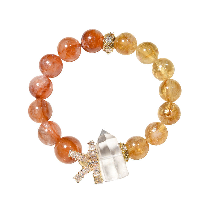Crystal pillar yellow tower crystal bracelet, red glue flower bracelet, citrine bracelet.