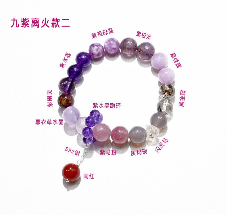 Natural amethyst purple rabbit fur design bracelet transfer bracelet