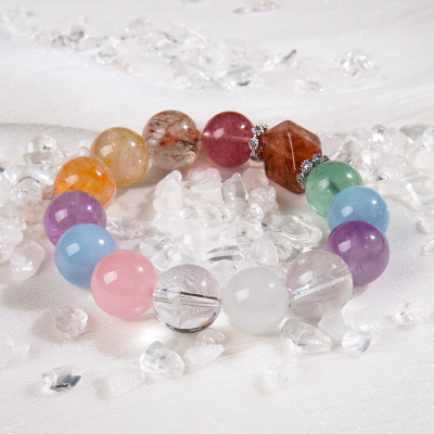 Natural Duobao amethyst bracelet design sense black gold super seven with type beaded jewelry candy color crystal bracelet