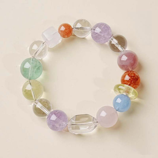 Rainbow Duobao Bracelet Women's Fresh and Sweet Pure Natural Crystal Bracelet Lucky Transshipment Dopamine Beaded Jewelry