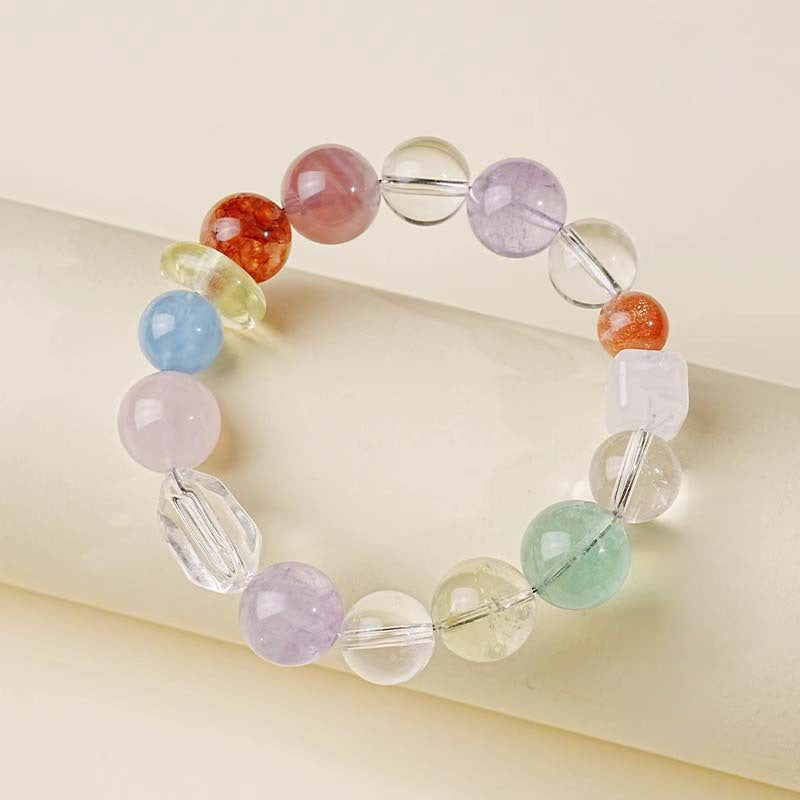 Rainbow Duobao Bracelet Women's Fresh and Sweet Pure Natural Crystal Bracelet Lucky Transshipment Dopamine Beaded Jewelry
