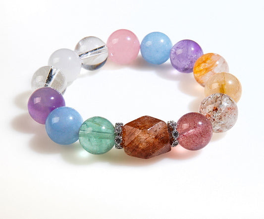 Natural Duobao amethyst bracelet design sense black gold super seven with type beaded jewelry candy color crystal bracelet