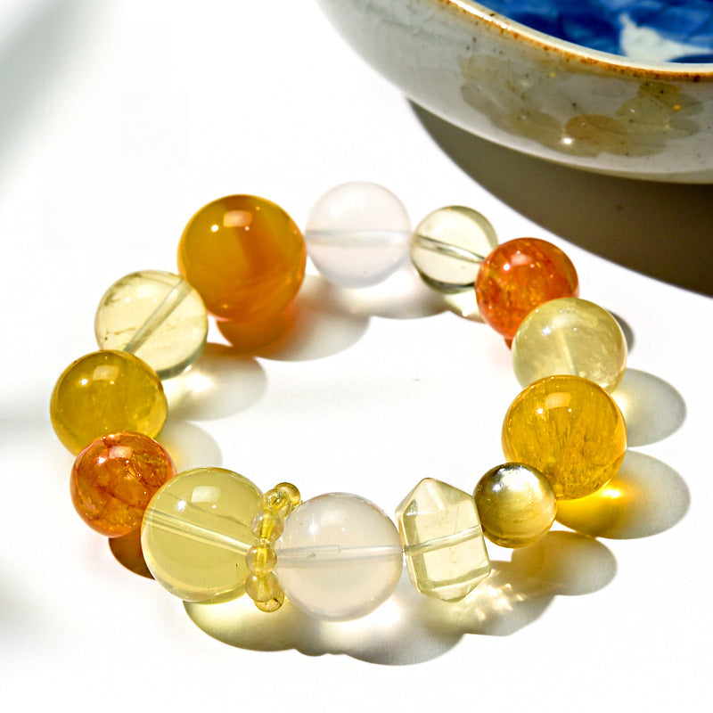 Lucky Duobao Crystal Bracelet Citrine Gold Lithium Xanthate Flower Milk White Crystal Natural Crystal