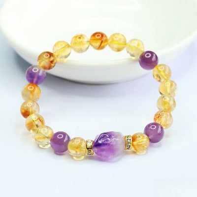 Natural amethyst bracelet, Huangta crystal bracelet, nine purple fire fortune jewelry.