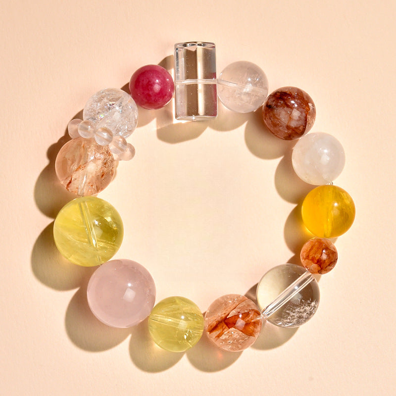 Duobao Lucky Transshipment Natural Citrine Pink Crystal Bracelet Crystal Pillar Original Design Women's Fashion Bracelet