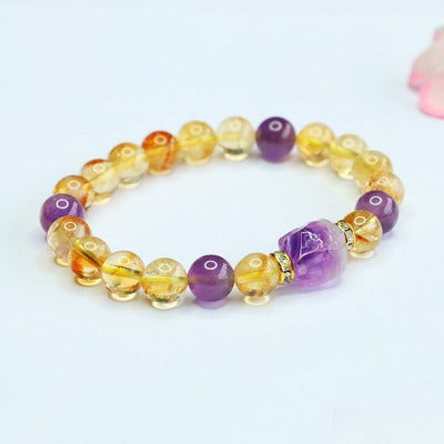 Natural amethyst bracelet, Huangta crystal bracelet, nine purple fire fortune jewelry.
